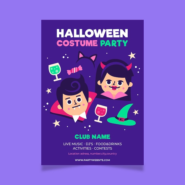 Hand drawn halloween party poster template