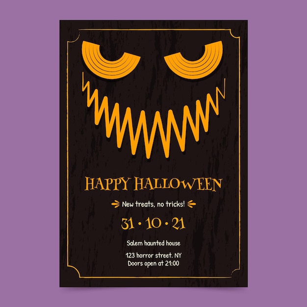 Hand drawn halloween party vertical flyer template