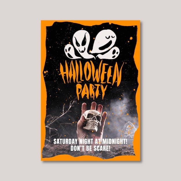 Free Vector hand drawn halloween party vertical poster template