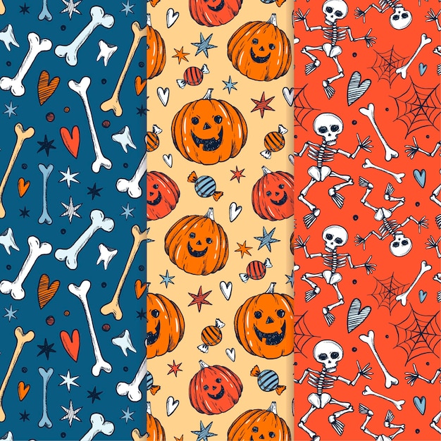 Hand drawn halloween paterns