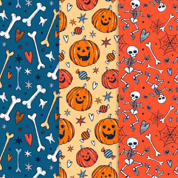 Hand drawn halloween paterns