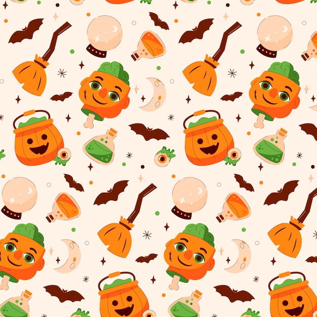 Free Vector hand drawn halloween patter illustration