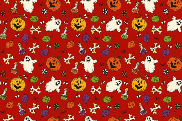 Hand drawn halloween pattern design