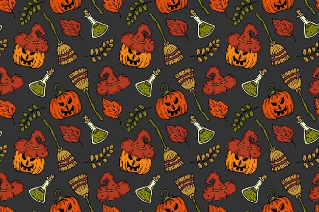 Hand drawn halloween pattern design