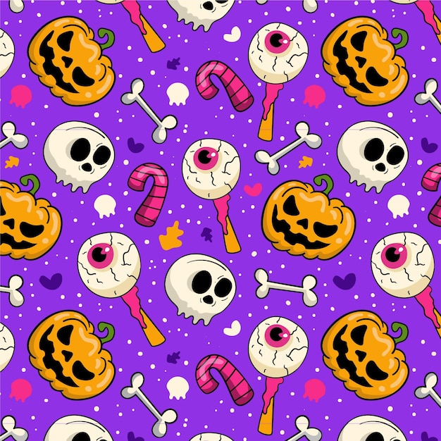 Hand drawn halloween pattern design