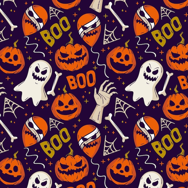 Hand drawn halloween pattern design