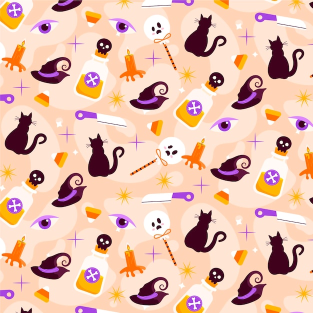 Hand drawn halloween pattern design