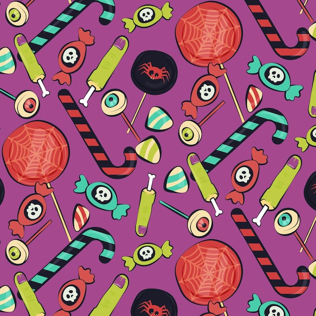 Free Vector hand drawn halloween pattern design