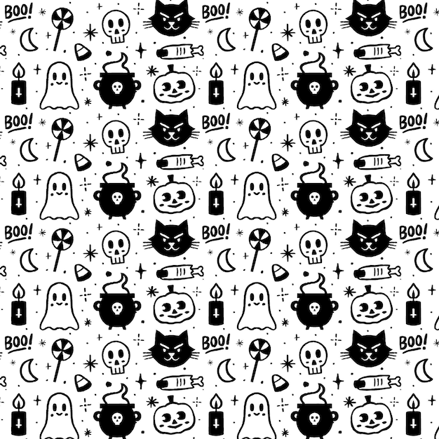 Hand drawn halloween pattern design