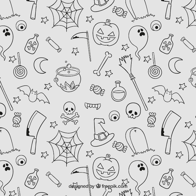 Hand drawn halloween pattern