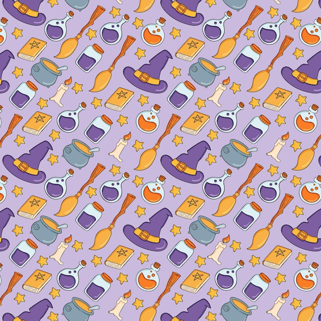 Free Vector hand drawn halloween pattern