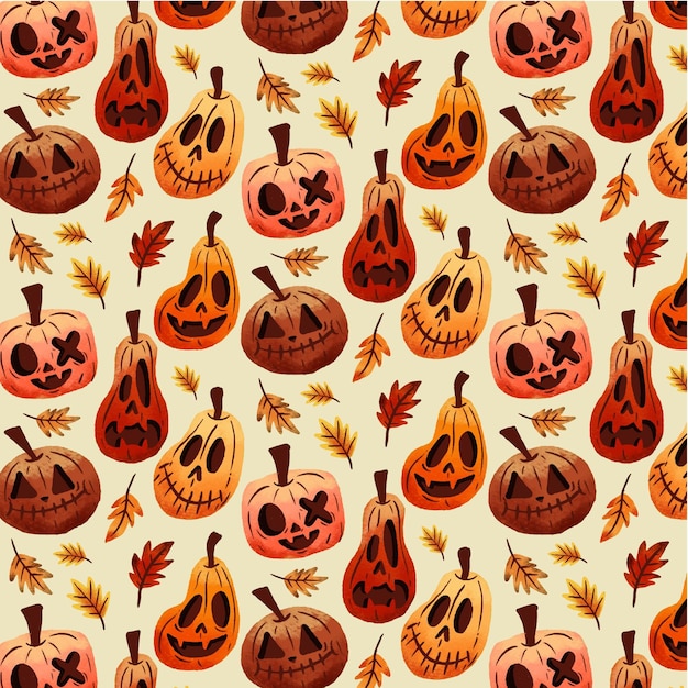 Hand drawn halloween patterns collection