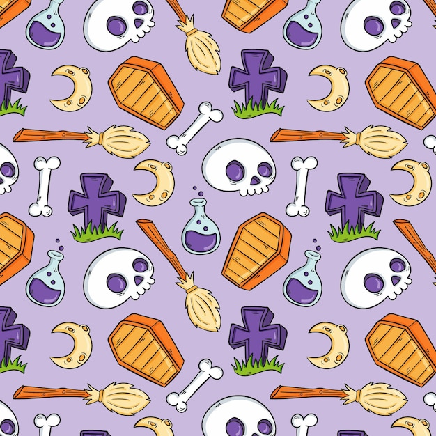 Free Vector hand drawn halloween patterns