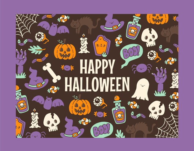 Hand drawn halloween photocall template