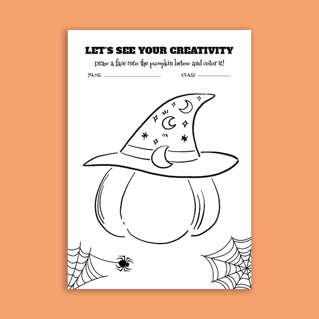 Free Vector hand-drawn halloween pumpkin carving worksheet