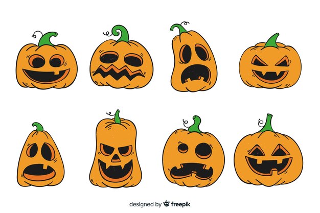 Hand drawn halloween pumpkin collection