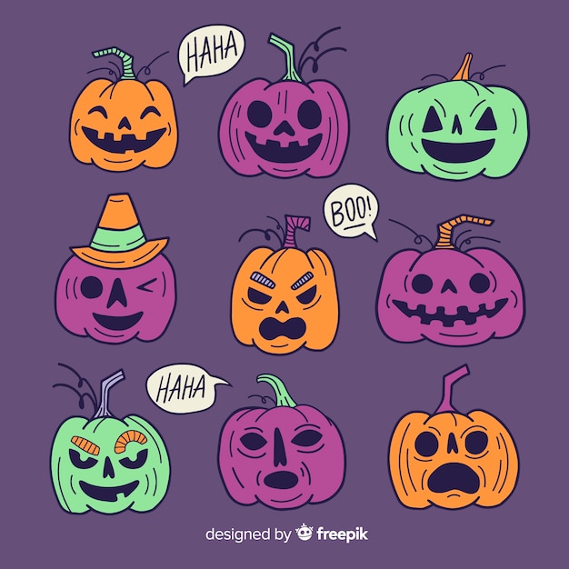 Hand drawn halloween pumpkin collection