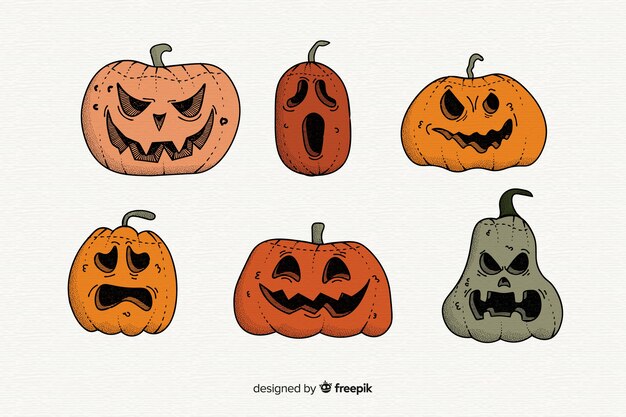 Hand drawn halloween pumpkin collection