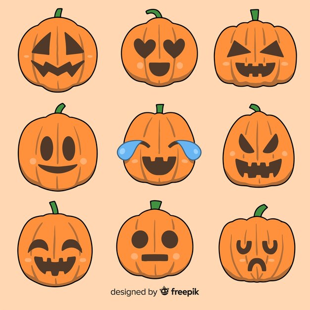 Hand drawn halloween pumpkin collection