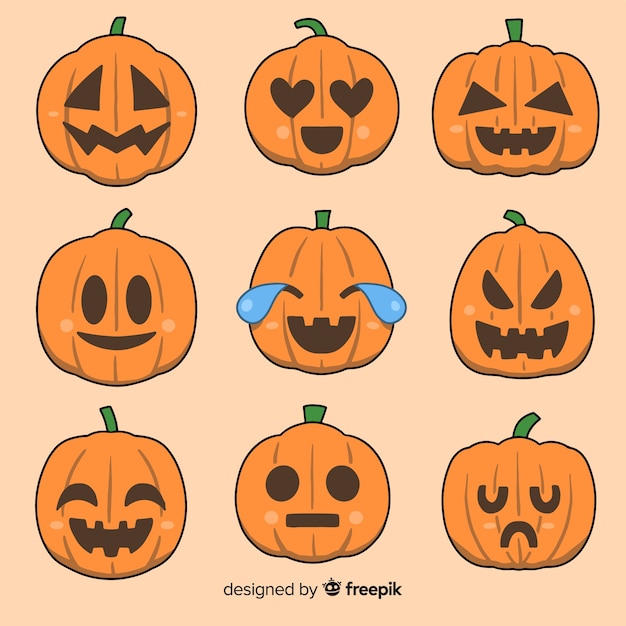 Hand drawn halloween pumpkin collection