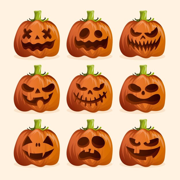 Hand drawn halloween pumpkin collection