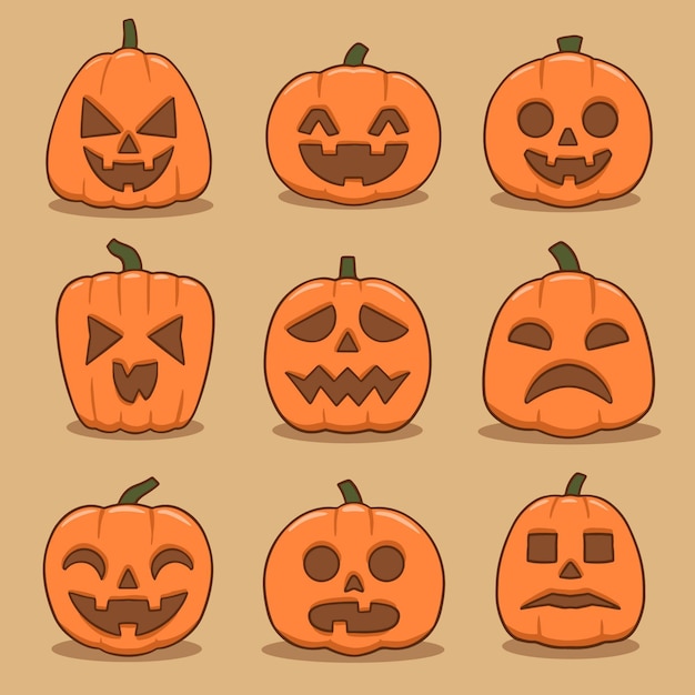 Hand drawn halloween pumpkin collection