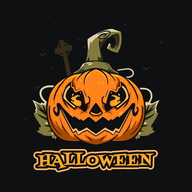 Hand drawn halloween pumpkin illustration