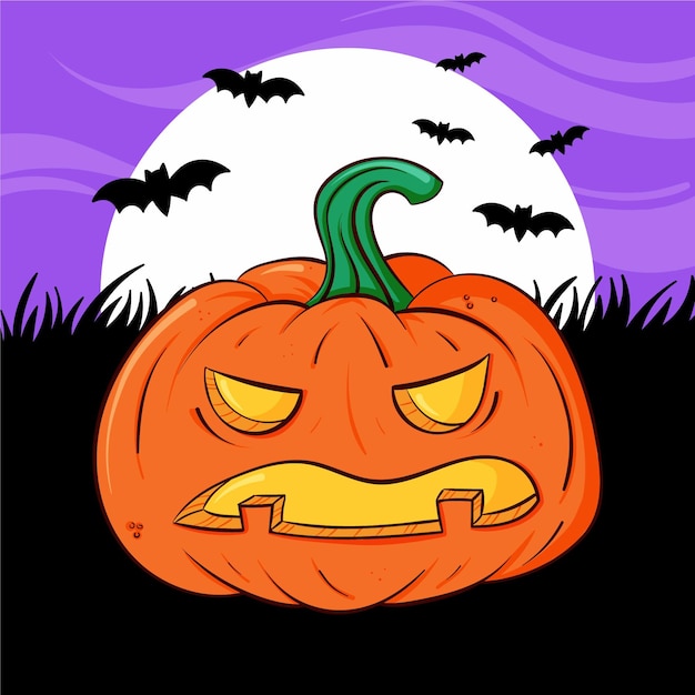 Free Vector hand drawn halloween pumpkin illustration