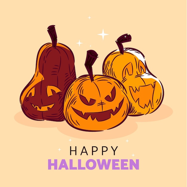 Free Vector hand drawn halloween pumpkin illustration