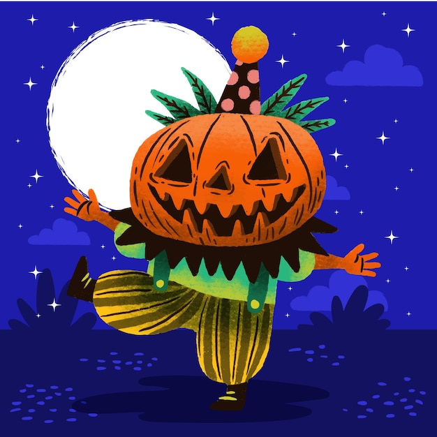 Hand drawn halloween pumpkin illustration