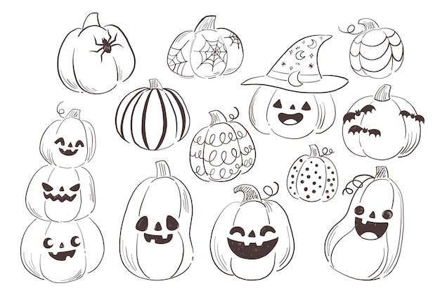 Hand drawn halloween pumpkin illustration