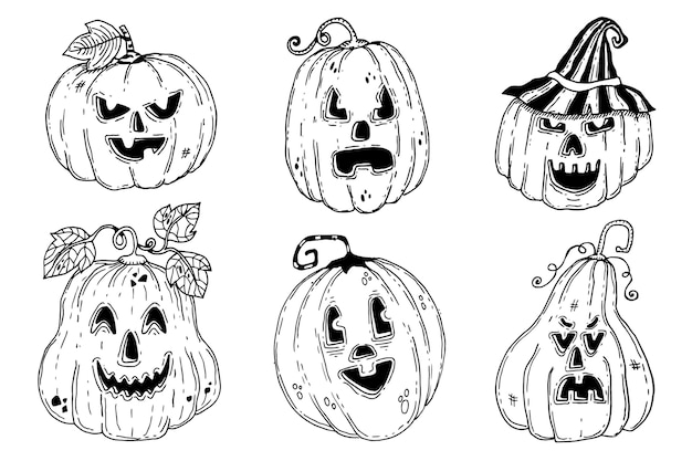 Free vector hand-drawn halloween pumpkin pack