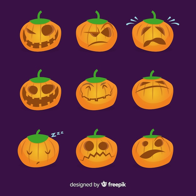 Free Vector hand drawn halloween pumpkins collection