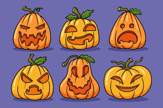 Free Vector hand drawn halloween pumpkins illustration