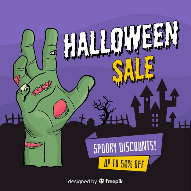 Hand drawn halloween sale banner