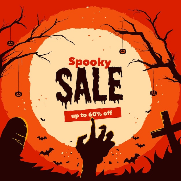 Hand drawn halloween sale concept