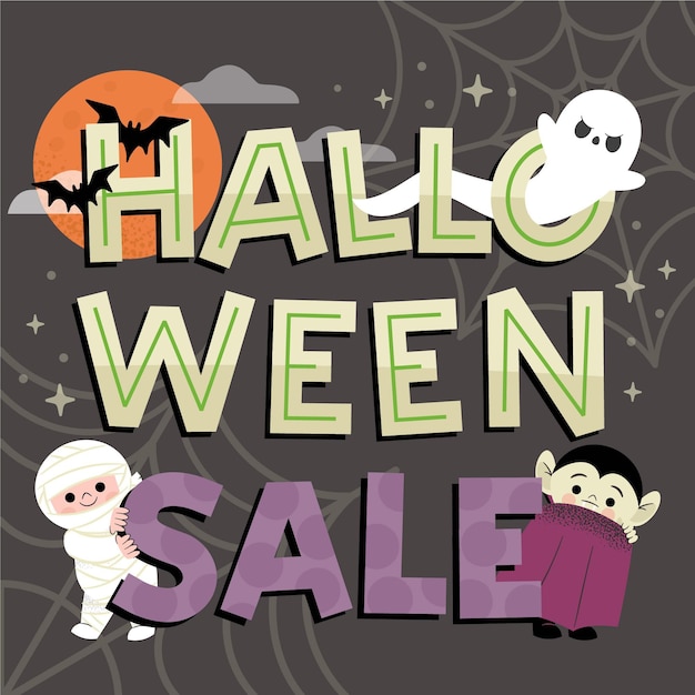 Free Vector hand drawn halloween sale concept