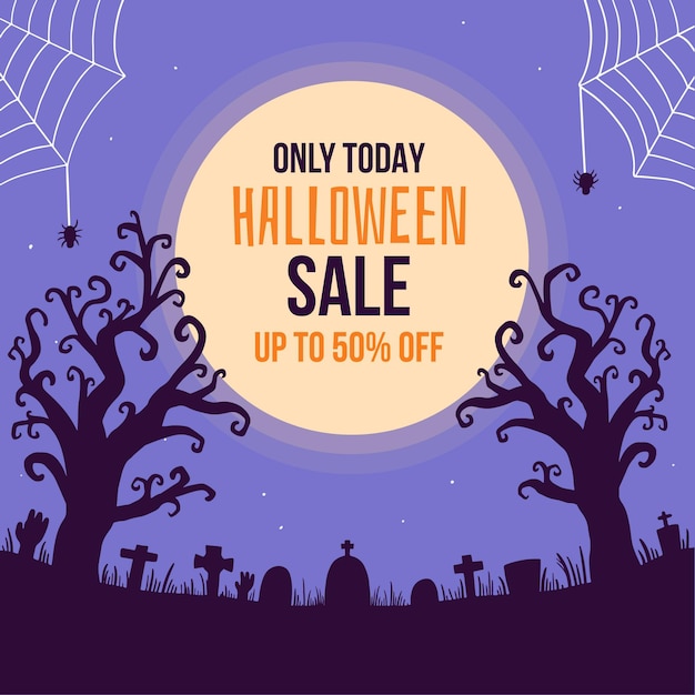 Free Vector hand drawn halloween sale concept