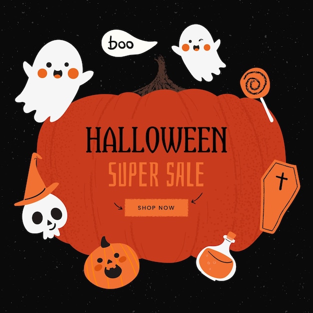 Hand drawn halloween sale concept