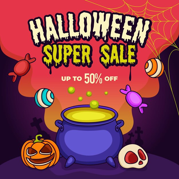 Hand drawn halloween sale concept