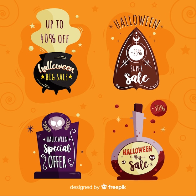 Free vector hand drawn halloween sale label collection