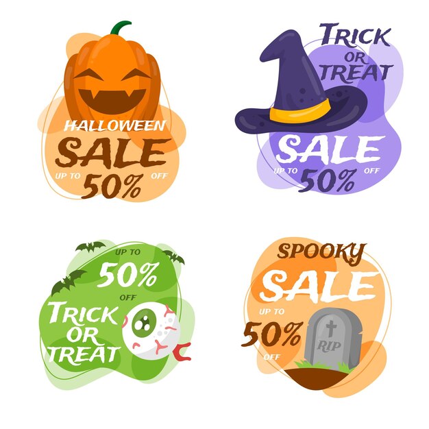 Hand drawn halloween sale label collection