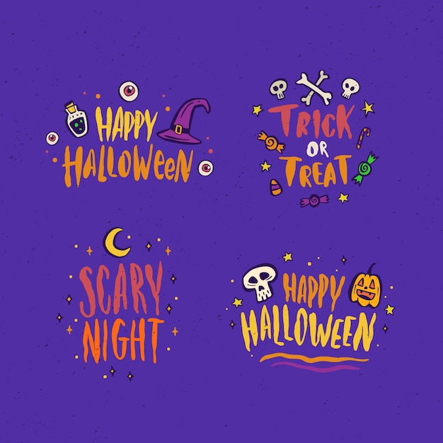 Free Vector hand drawn halloween sale labels collection