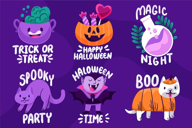 Free Vector hand drawn halloween sale labels collection