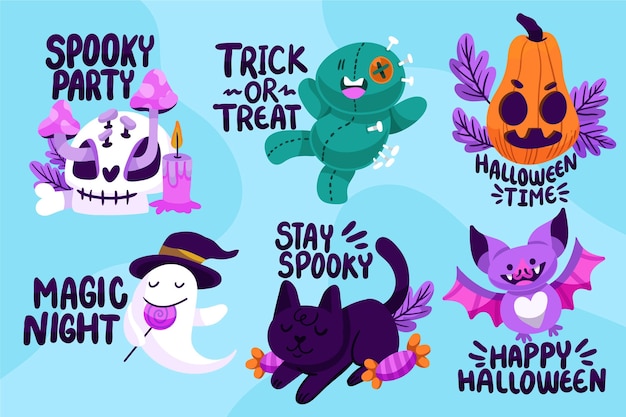 Free Vector hand drawn halloween sale labels collection