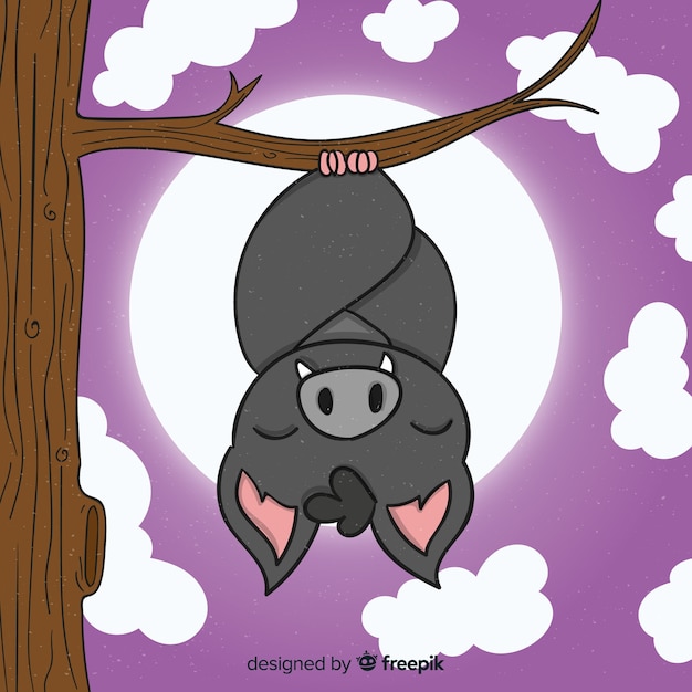 Hand drawn halloween sleeping bat