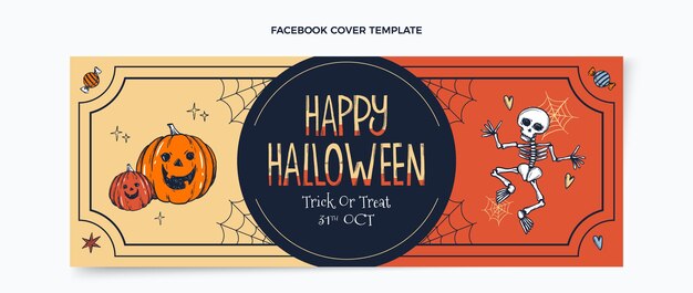 Hand drawn halloween social media cover template