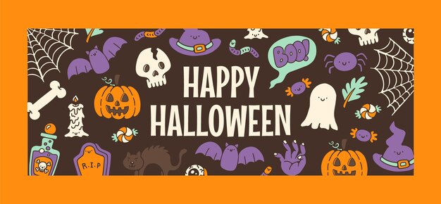 Hand drawn halloween social media cover template