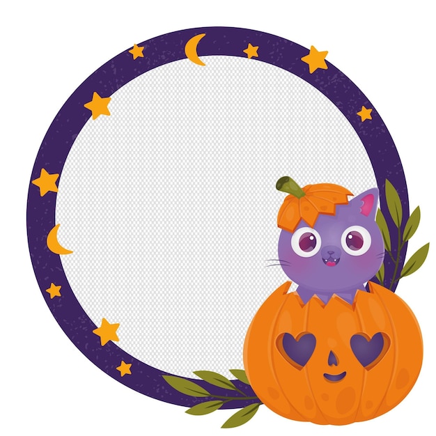 Hand drawn halloween social media frame template