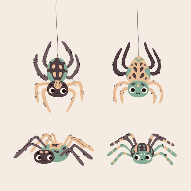 Free Vector hand drawn halloween spiders collection